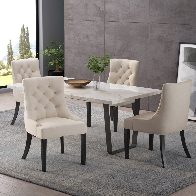 Chaises de salle à manger rembourrées Modern, Beige, 4