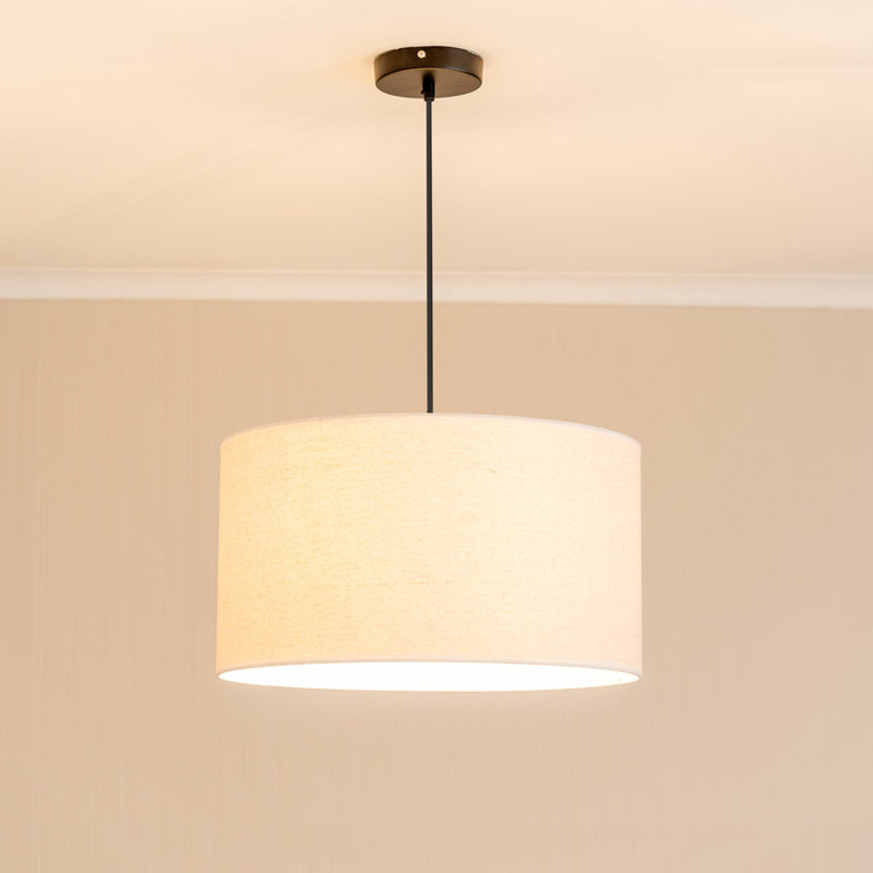 25 cm H Drum Lamp Shade ( Slip-On ), Natural/Black