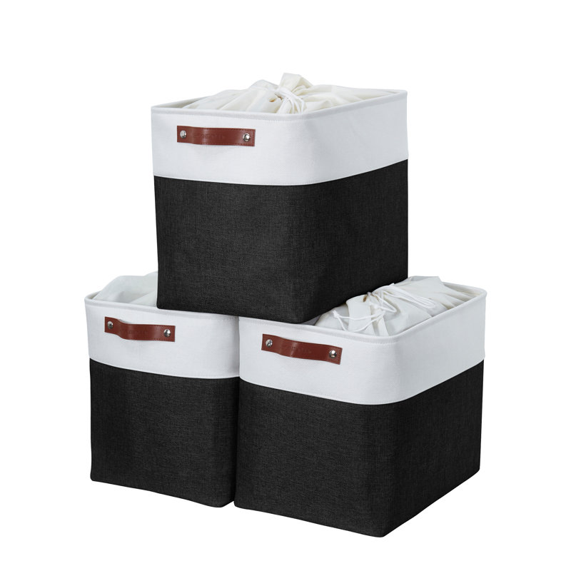Bac en tissu robuste, Noir et blanc