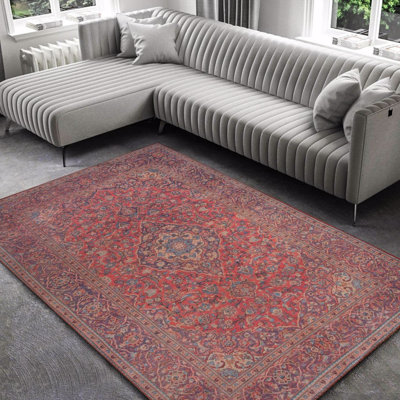 Guzman 99 Machine Woven Red/Blue/Beige Rug