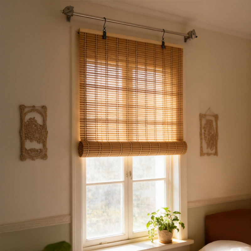 Bamboo Room Darkening Curtain Single Panel, 100cm W x 180cm L