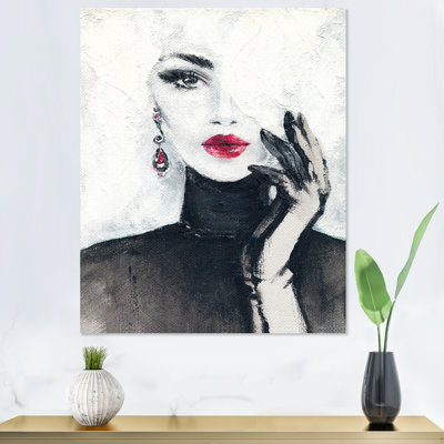 White Black Fashion Woman Portrait II " White Black Fashion Woman Portrait II " Painting Print