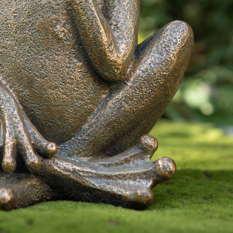 Statue de grenouille assise en bronze 12 po H MGO