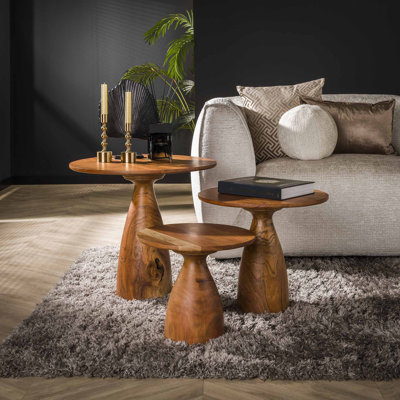 Leesville Solid Wood Drum Coffee Table