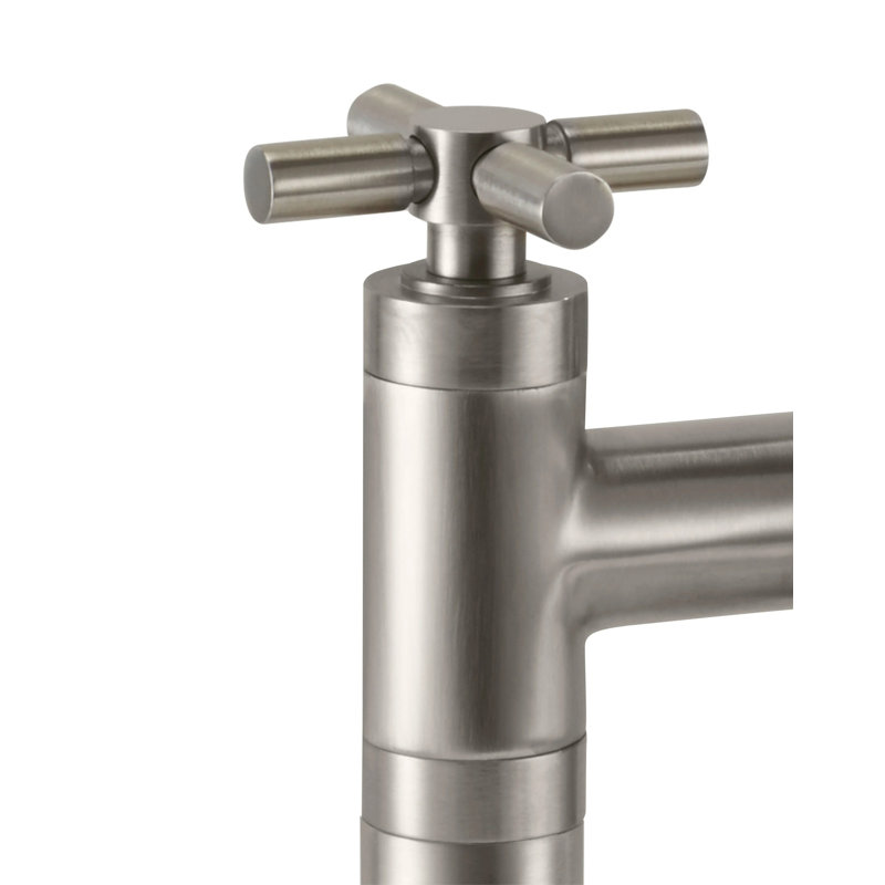 Descanso Tub Filler with Diverter, Satin Nickel/Silver, Cross Handle