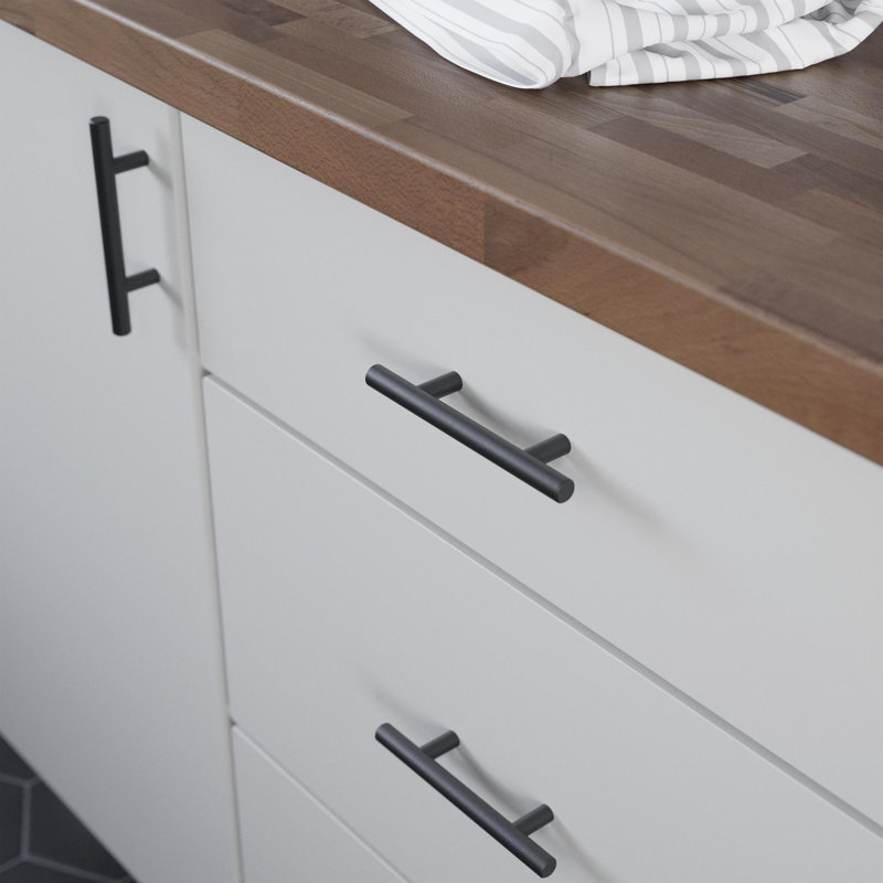 Matte Black Modern Brass Bar Handle Set