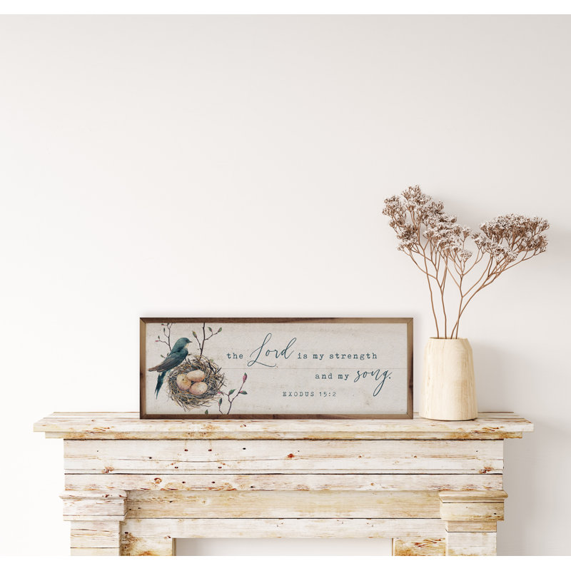 The Lord Is My Force Bird Nest Exodus 15 2 blanc délavé, L 36 po x H 12 po