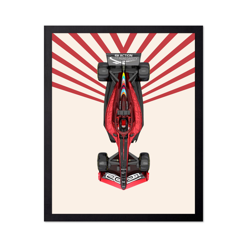 Voiture de course n ° 3, Canvas, White Framed, 16"H x 20"W