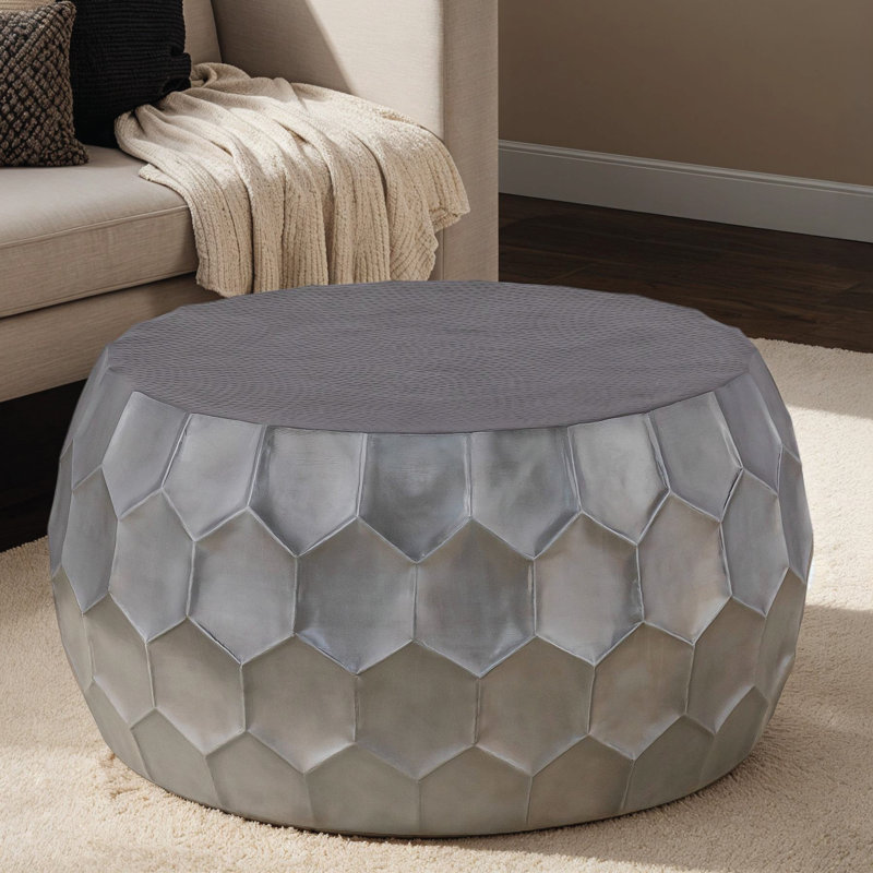 Table basse moderne et contemporaine en aluminium 32 po, Argent