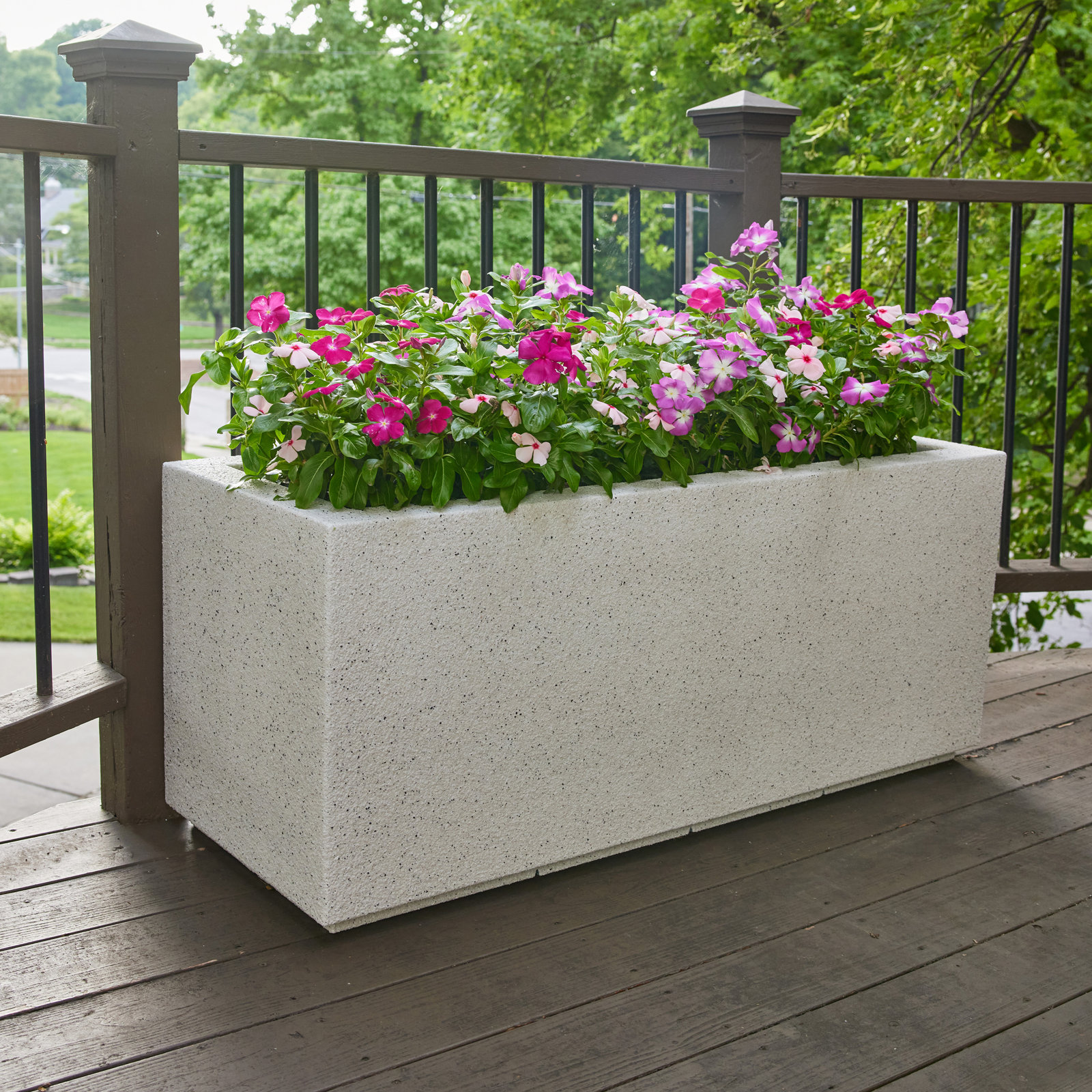 Gita Planter Box, White Granite, 19" H x 46" W x 17" D