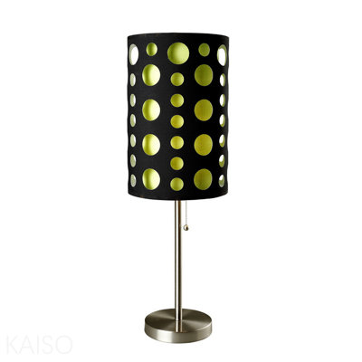 33" Tall Metal Table Lamp, Retro Design With Black And Green Shade