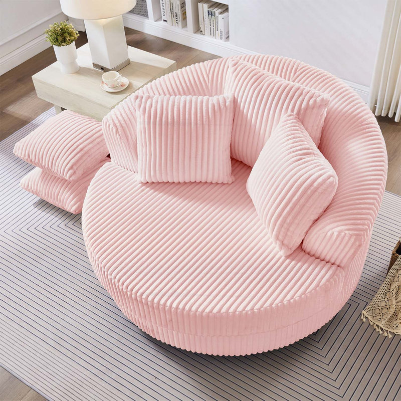 Chaise longue moderne avec 5 coussins amovibles pour le salon et la chambre à coucher, Rose