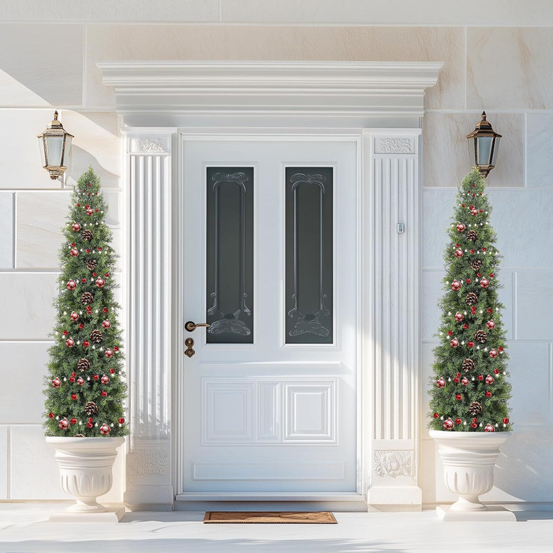 Faux Cedar Tree, Outdoor Front Porch Decor, 60" H