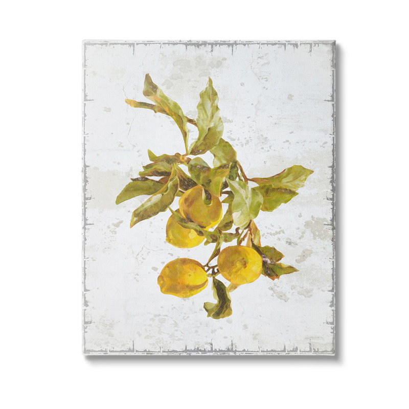 Natural Lemon Branch Wall Plaque Art by GraffiTee Studios, Wrapped Canvas, 40" H x 30" W x 1.5" D