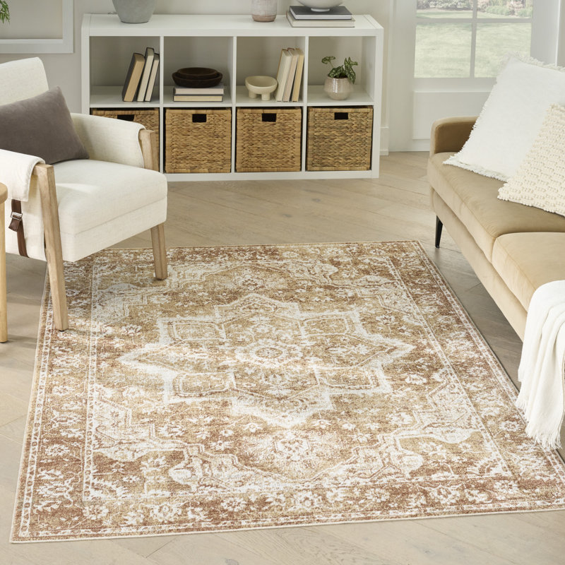 Bungalow Rose Covelle Machine Washable Rust Vintage Indoor Rug, Rectangle 6'7" x 9'