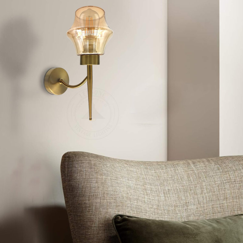 Aletris Glass LED Armed Sconce, Yellow Brass, No