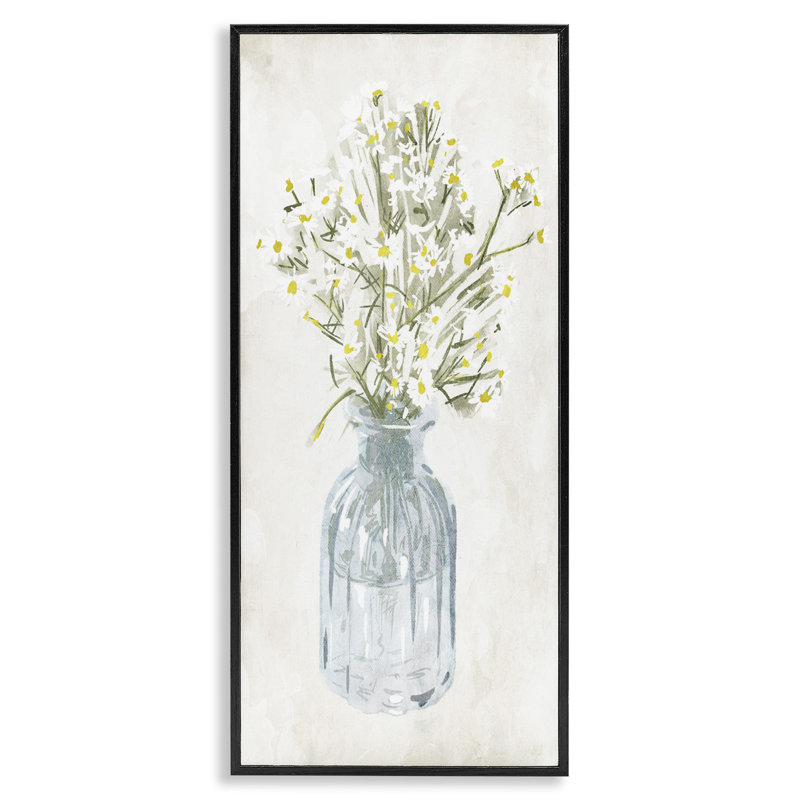 Daisies blanches pittoresques dans un pot, estampe numérique par Milli Villa, Giclée encadrée noir minuit, H 24 po x l 10 po