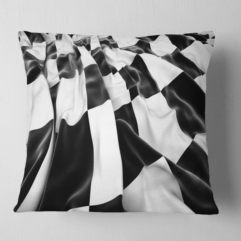 Abstract 3D Checkered Flag Throw Pillow, Throw Pillow, 16" x 16"