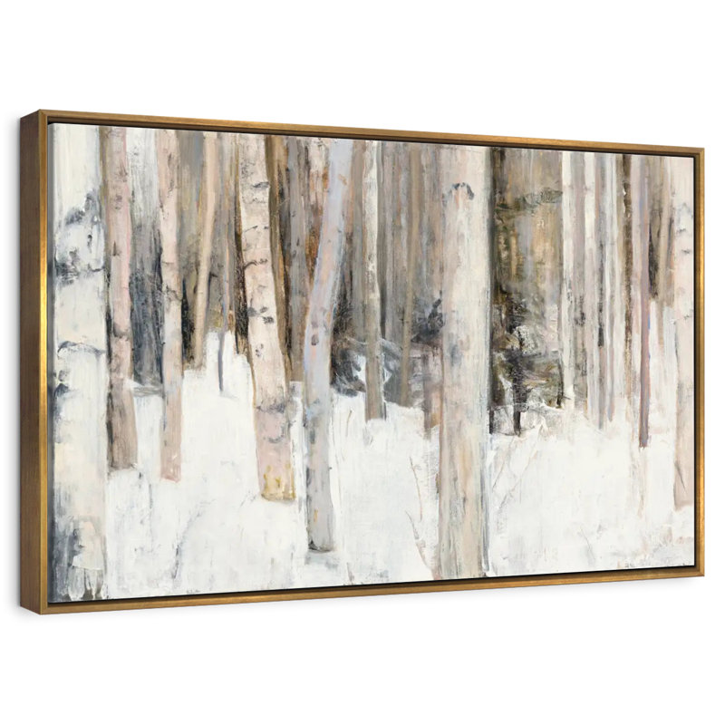Lumière chaude d'hiver III, Cadre flottant doré, 43 po x 29 po