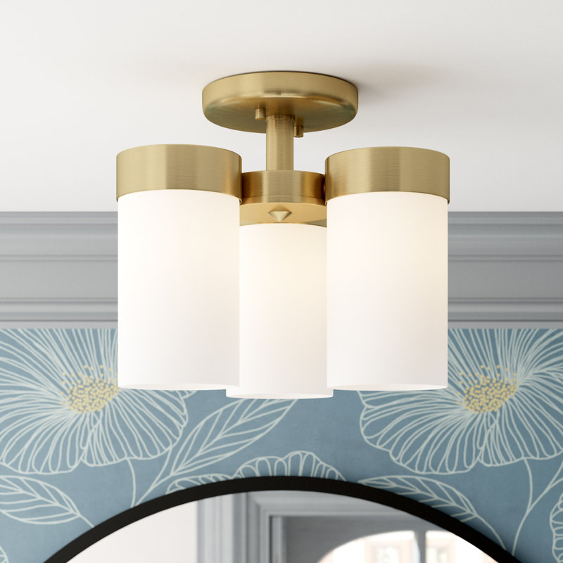 Preston Glass Semi Flush Mount, Brushed Bronze