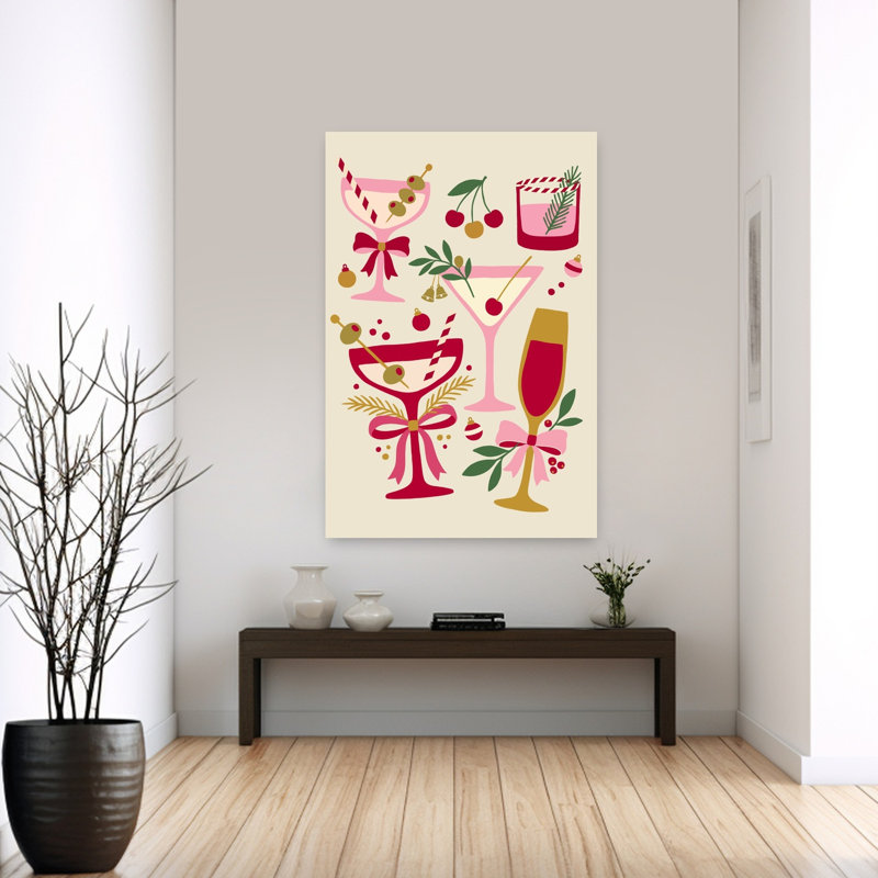 «Festive Holiday Cocktail Contemporary Cherry Winter», reproduction d'art murale, H 60 po x l 40 po