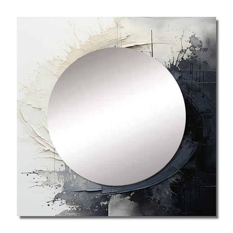Contraste Harmony I - Grand miroir mural carré abstrait pour chambre à coucher, 36 po x 36 po