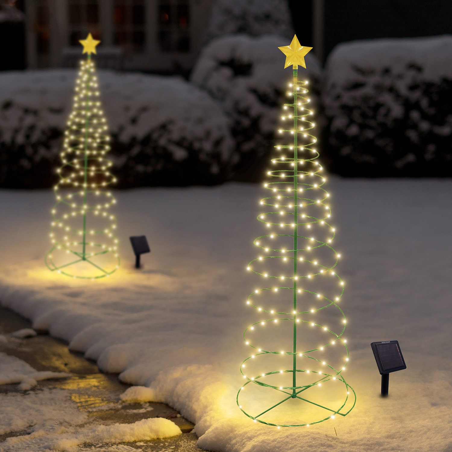 Lighted Christmas Tree Yard Display, White/Yellow