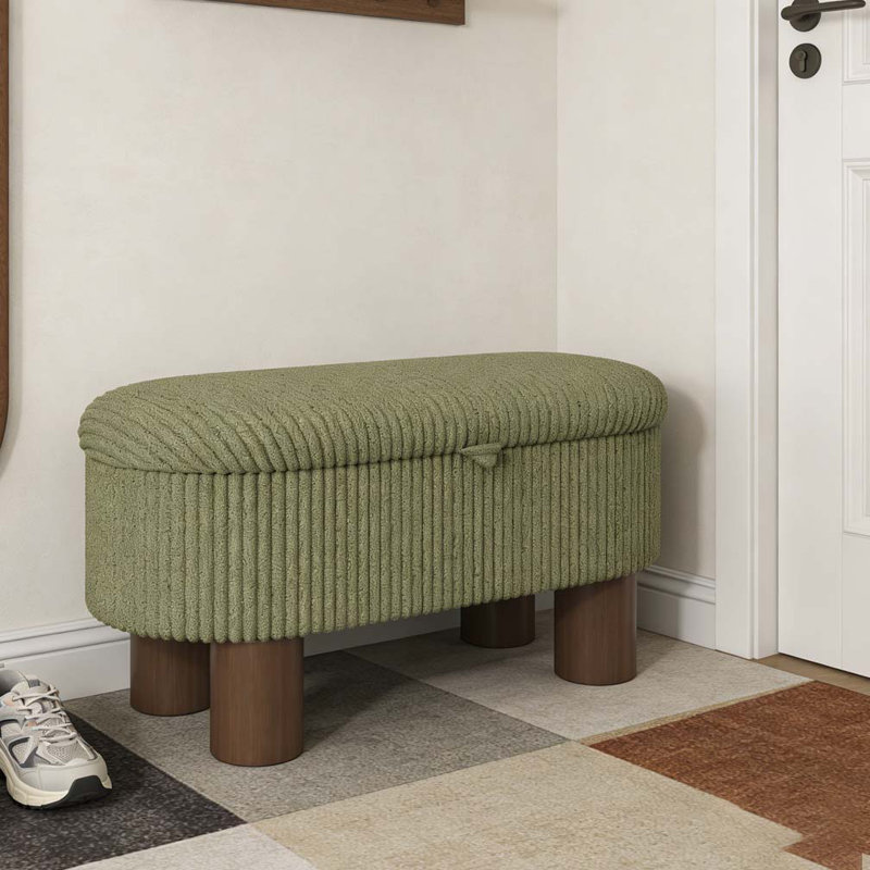 Banc de rangement rembourré avec couvercle relevable, Vert