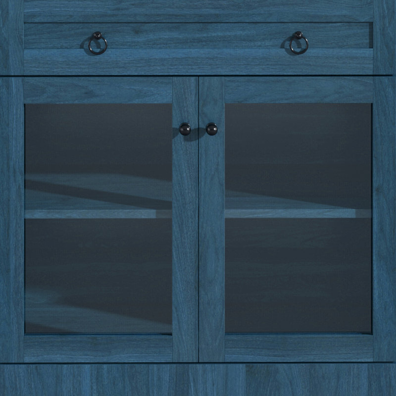 Vitrine de rangement arquée 75 "avec porte-bouteilles, Navy