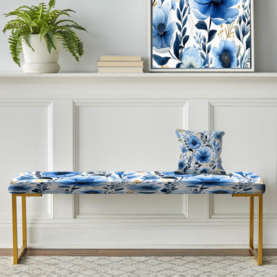 Banc floral rembourré or