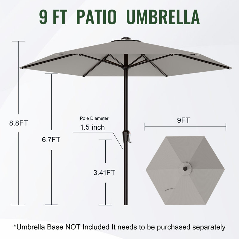  Parasol de marché 9 pi , Gris clair