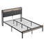Metal Platm Bed Frame With Upholstedry Storage Function Headboard And USB LINER And Footboard Large Under Bed Frame Storageeasy Assemble-1487294530