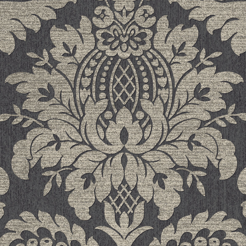 Archive Damask Black and Gold Removable Wallpaper, Black/Gold