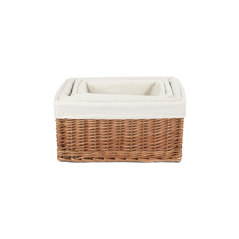 Wicker 4 Piece Lined Storage Basket Set