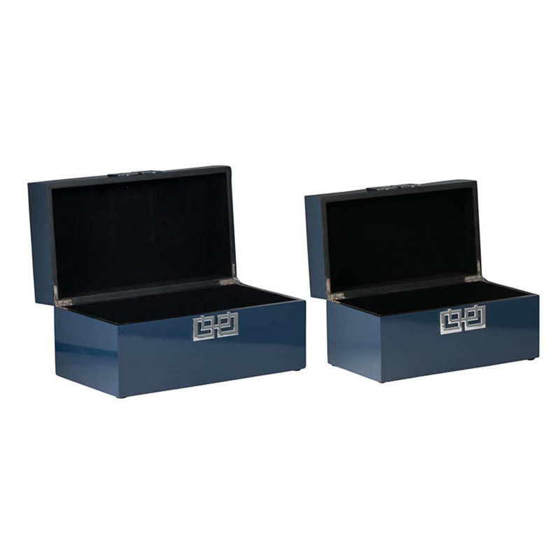 Nadine 2 Piece Handmade Decorative Trunk Set, Blue