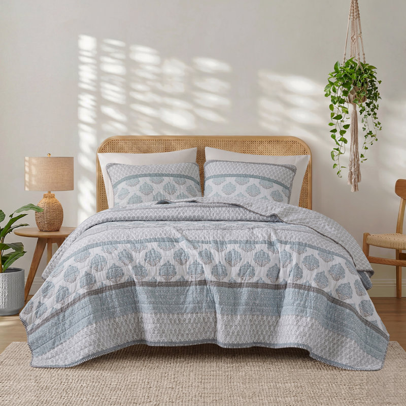 3-Piece Full/Queen Quilt Set,Aqua