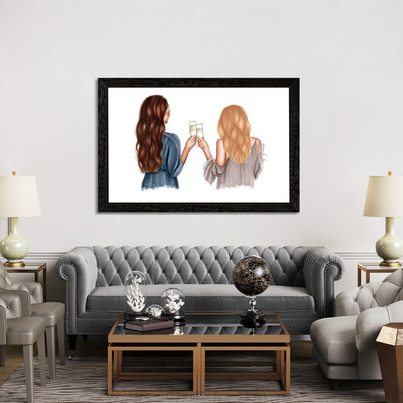 Champagne by Elza Fouche - Print on Canvas, 66.04 cm H x 45.72 cm W, Black Framed