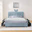 Kids Boucle Fabric Bed with Oversized Rabbit Ear Headboard, LED Lighting & 4 Storage Drawers-91399874