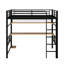 Lit mezzanine double en métal avec tablette de rangement, filet de fer et lumière DEL