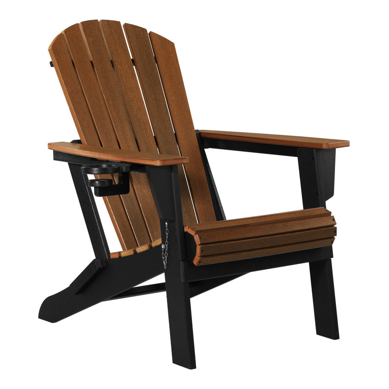 Chaise Adirondack pliante, noire, Brun / Noir