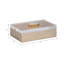 Scarbrough Decorative Box with Lid & Agate Stone Knob for Home Decor - Modern Metal Keepsake Storage Organizer for Bookshelf or Living Room - 7", Gold & White