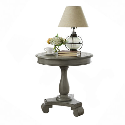 Round Wood Pedestal Side Table