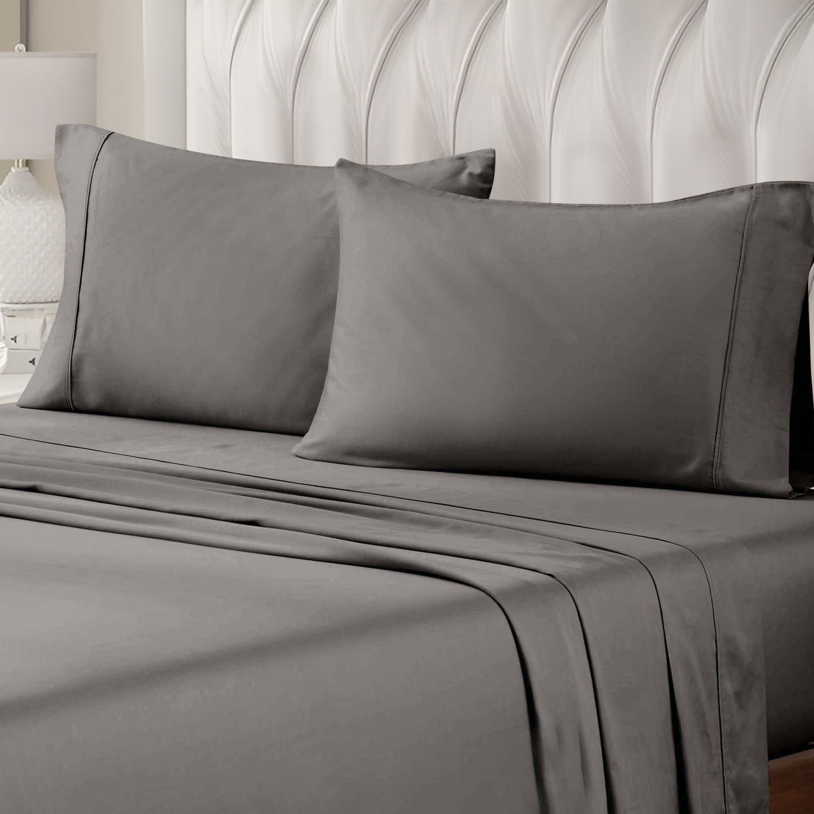 Pima Cotton Sheets, King, Gray