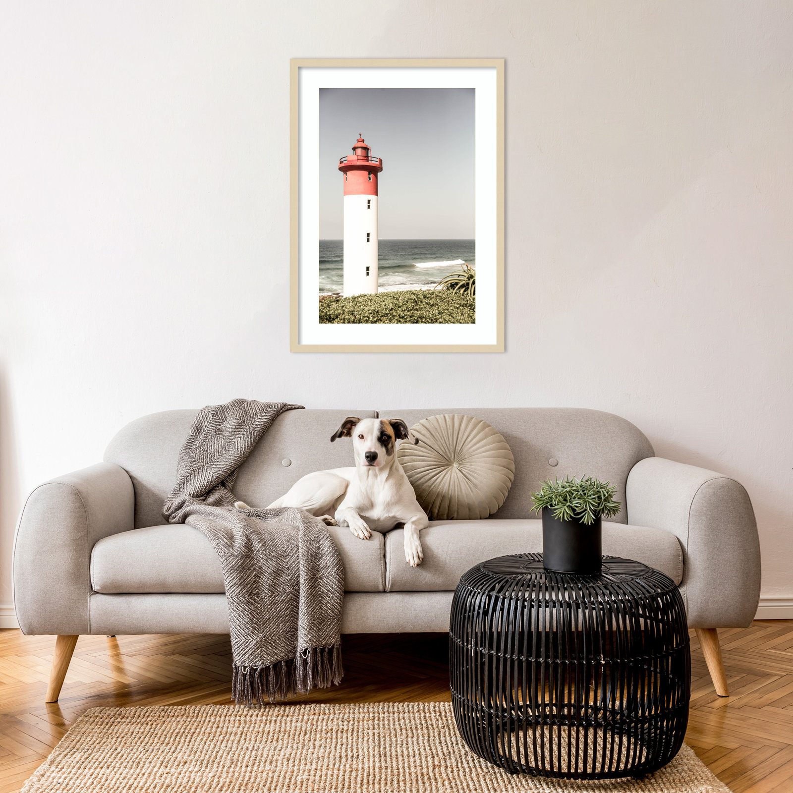 Oyster Box Lighthouse by Shot by Clint Wood Framed Wall Art Print, Brown, 33" H x 24" W