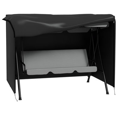 Outsunny Patio Swing Chair Cover 3 Seater 205 x 124 x 164cm Deep Black