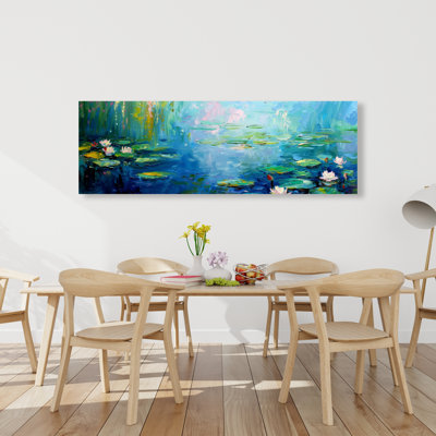 Water Lilly - art sur toile turquoise pour la décoration intérieure