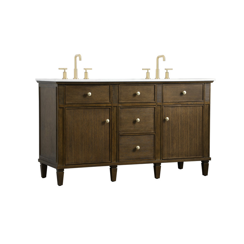 Greeicy 60" Bordeaux Bathroom Vanity, Dark Antique Oak