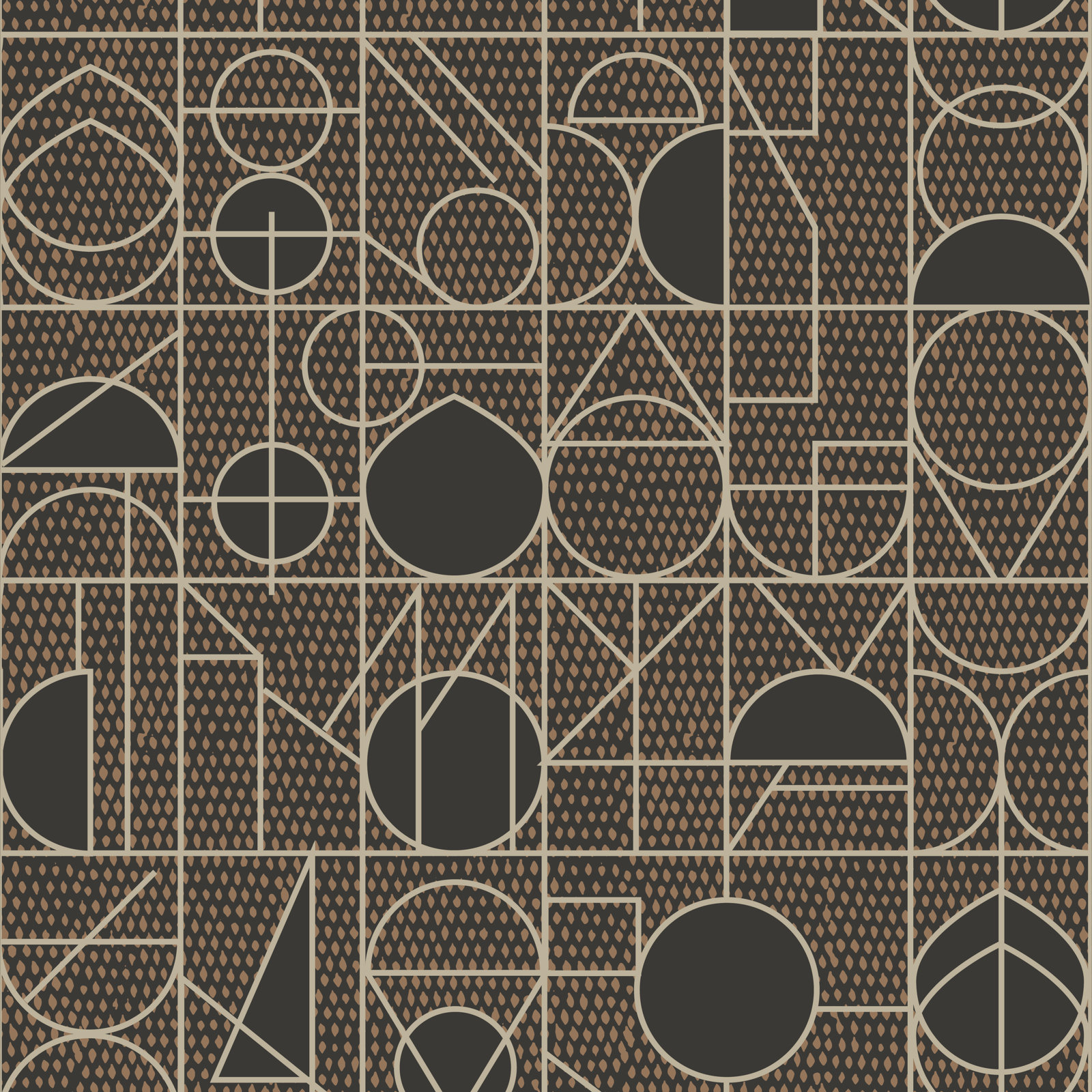 Kali 10' L x 25" W Wallpaper Roll, Mocha, Paper