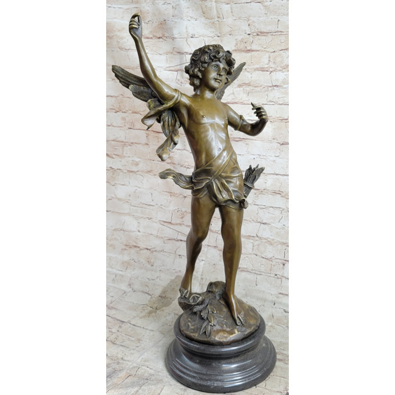 Signed Moreau Large Angel Cupid Love Bronze Sculpture Romance Sculpture Figure