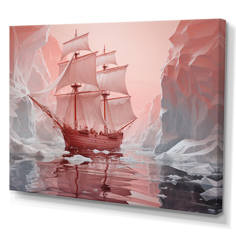 " Pink 0 Iceberg Frozen Wonder ", 34" H x 44" W, Toile tendue